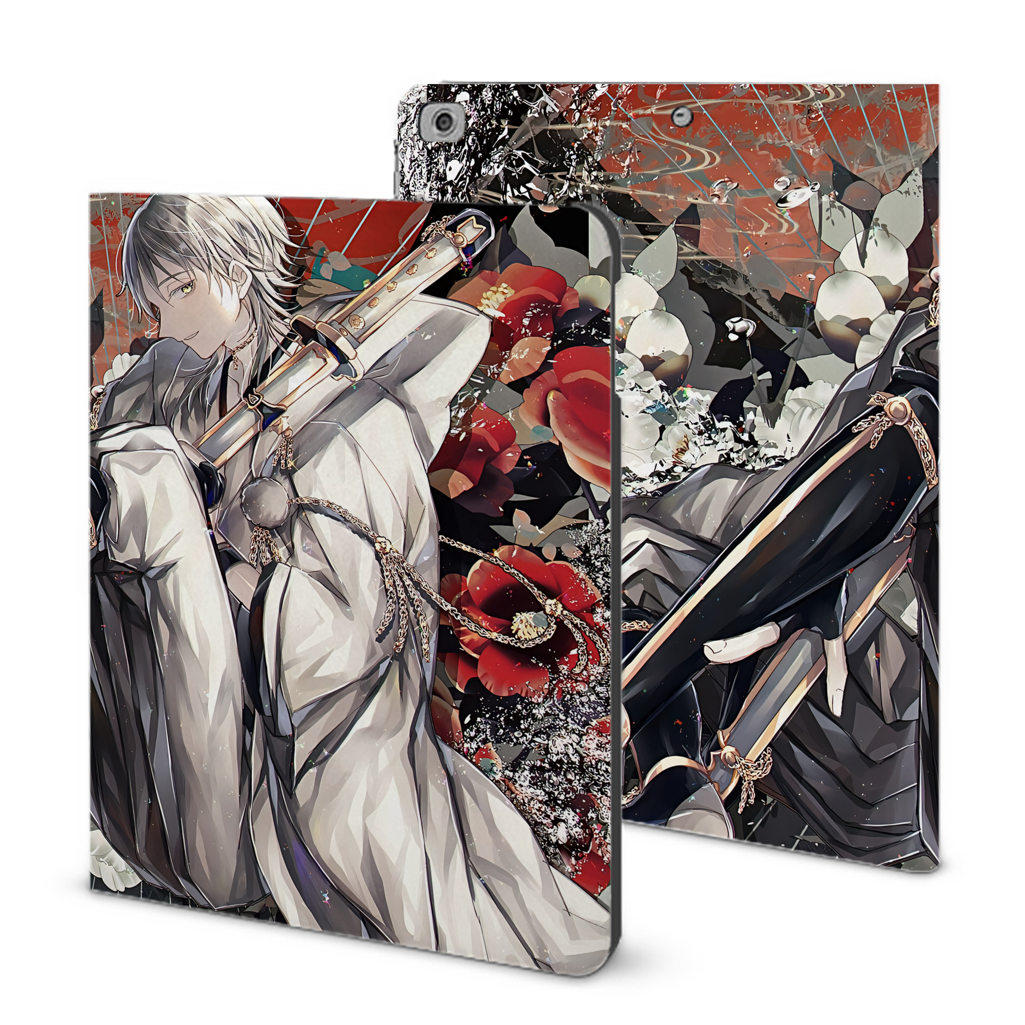 （画像用） 刀剣乱舞 Touken Ranbu IPad ケース ブック型 PUレザー TPU 耐衝撃 軽量 薄型 ペン収納なし 全面保護 IPad 各モデル対応